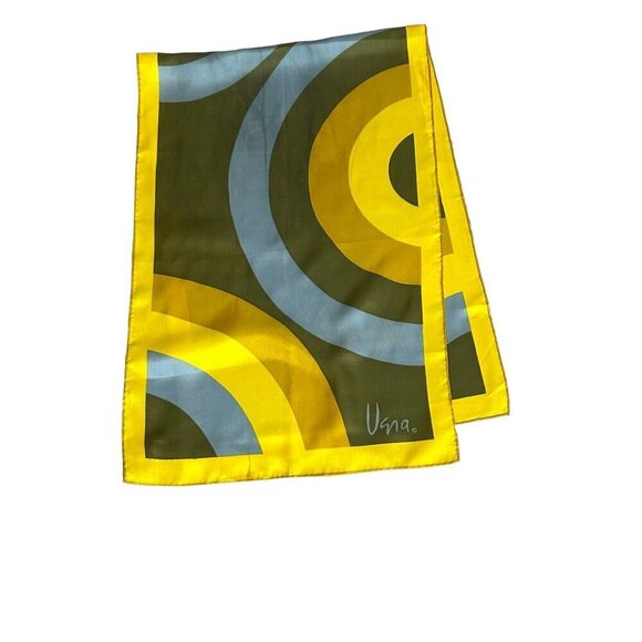 Vera Neumann Accessories - Vera Neumann Vintage Mid Century Modern Mustard Gold and Green Rectangular Scarf